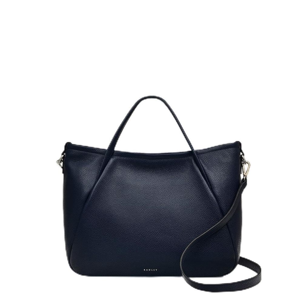London Eastney Street Medium Leather Ziptop Satchel Bag, Ink -_-